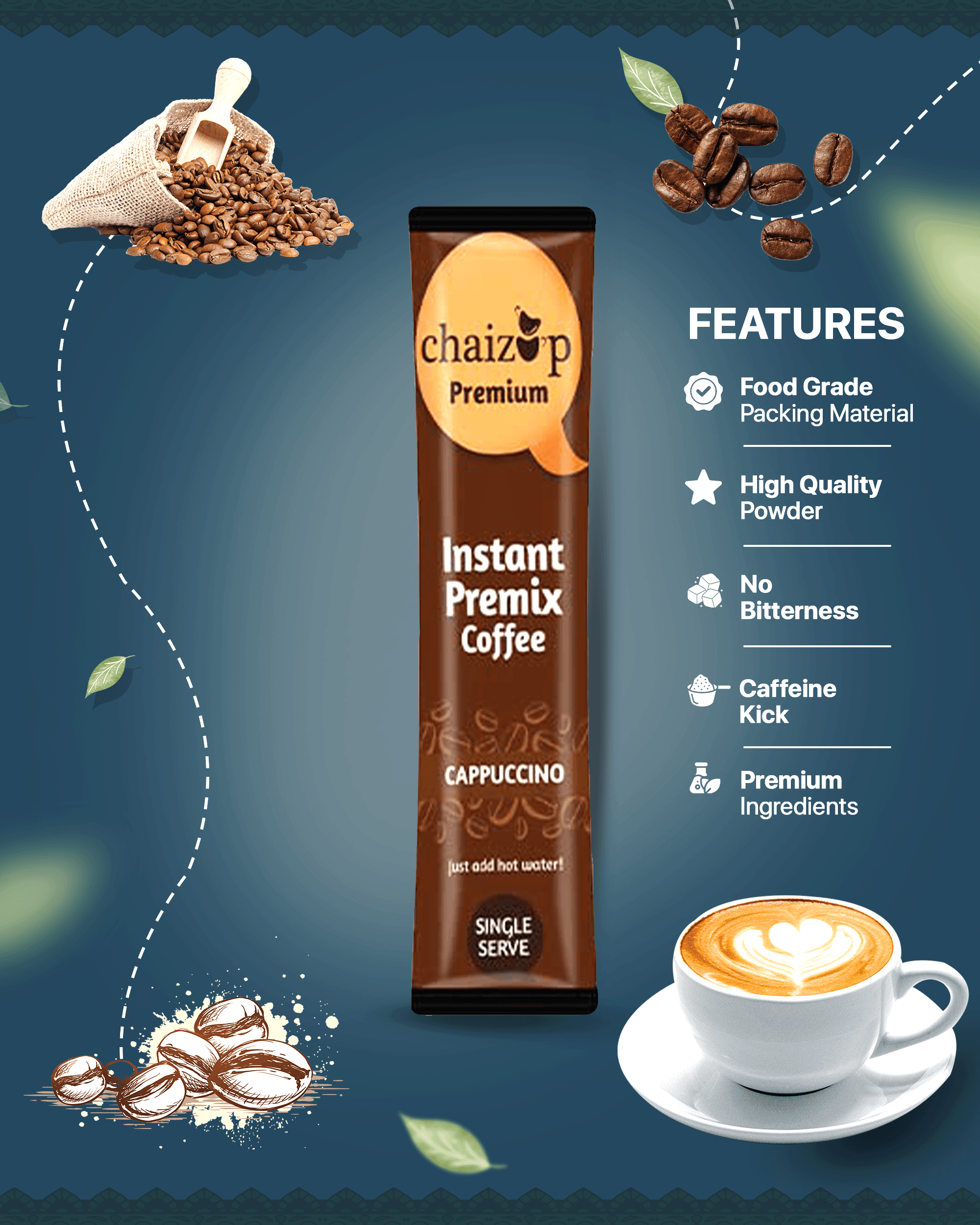 Instant Premix Cappuccino Coffee (30 Sachets) - Chaizup